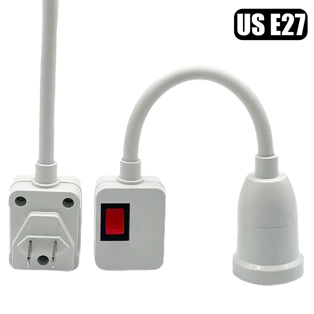 E27 Lamp Base Bulb Holder Light Socket EU US Plug Wall Flexible Bendable Holder Lamp Adapter Light Base With On/Off Switch