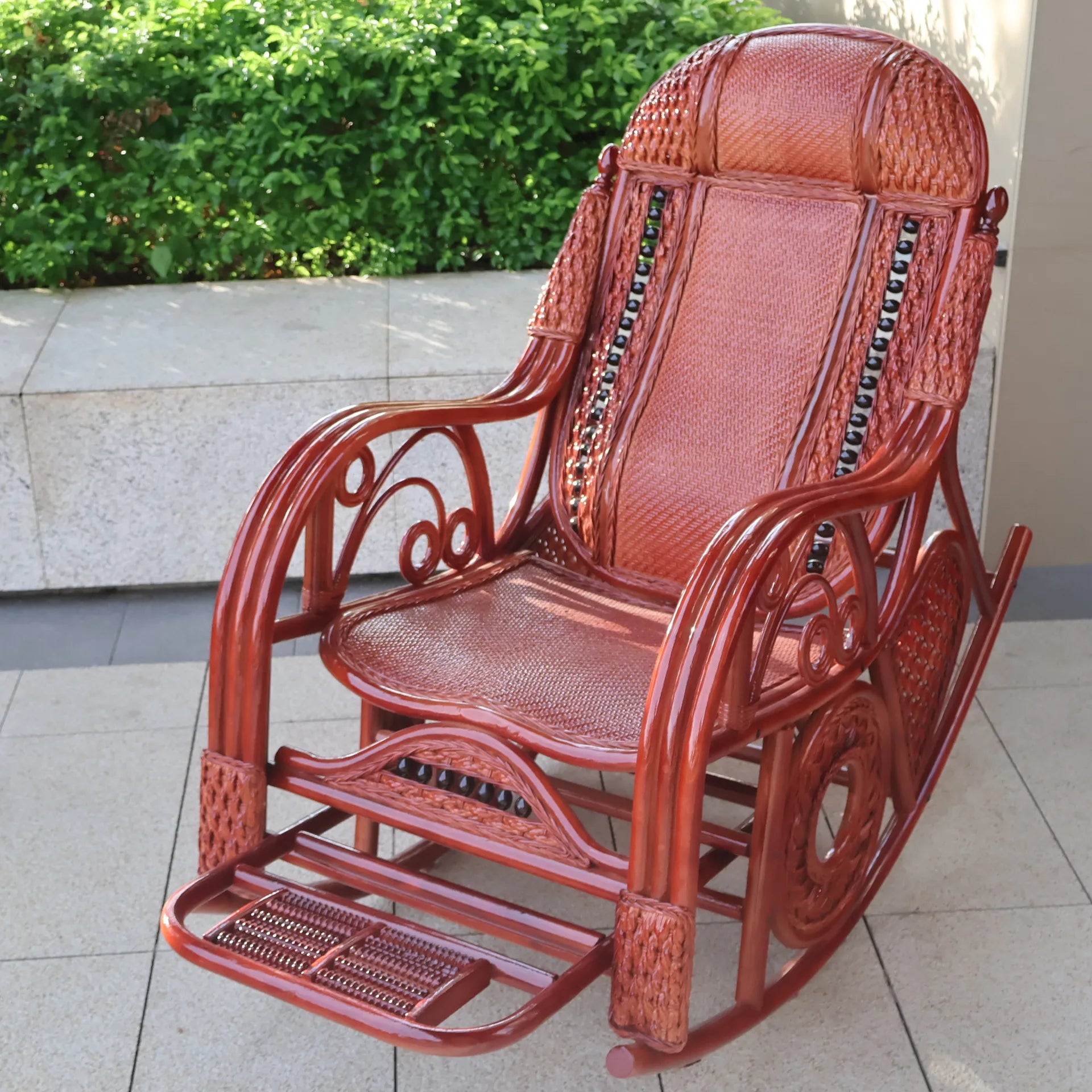 PYH pure natural true rocking chair adult rocking chair elderly rattan balcony household strong free rattan chair