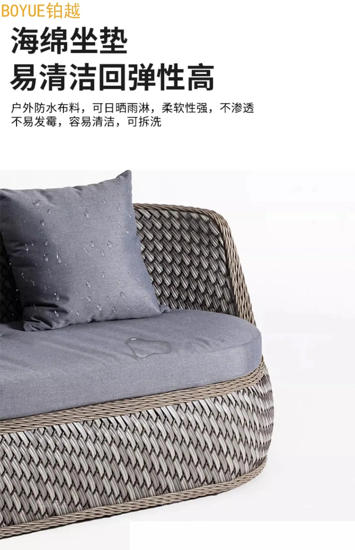 Nordic outdoor double rattan sofa art living room balcony rattan chair waterproof sunscreen courtyard casual