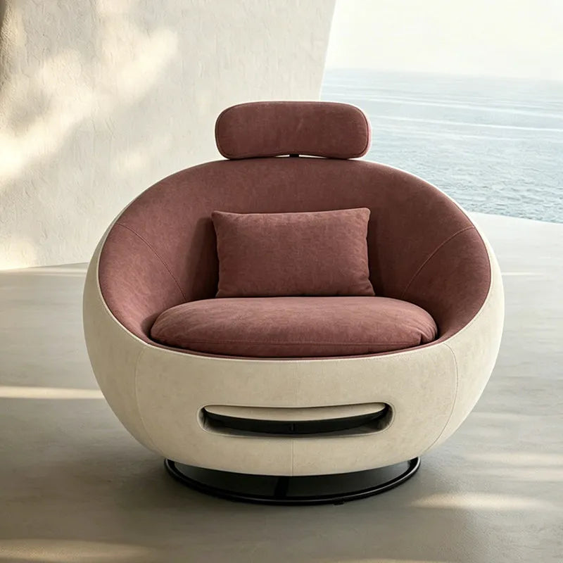 Beige Designer Sleeping Lounge Chair — Salon & Bedroom Recliner Modern
