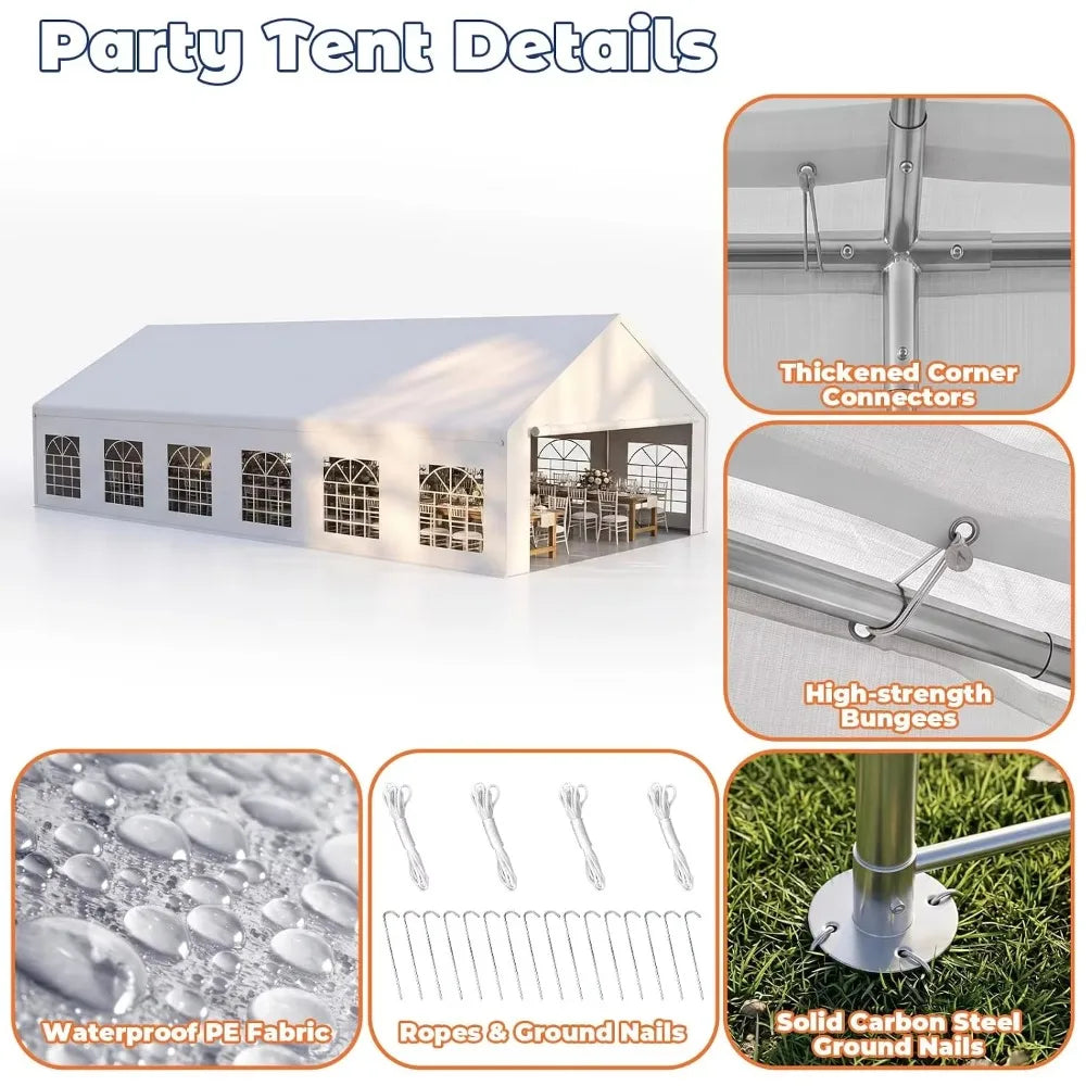 20x40 Party Tent Heavy Duty Outdoor Event Tent for Backyard White, Customized