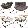Modern Metal Moon Rocking Chair Outdoor Garden Courtyard Patio Furniture with 7 Inch Thick Cushion Casual Non Foldable Swing
