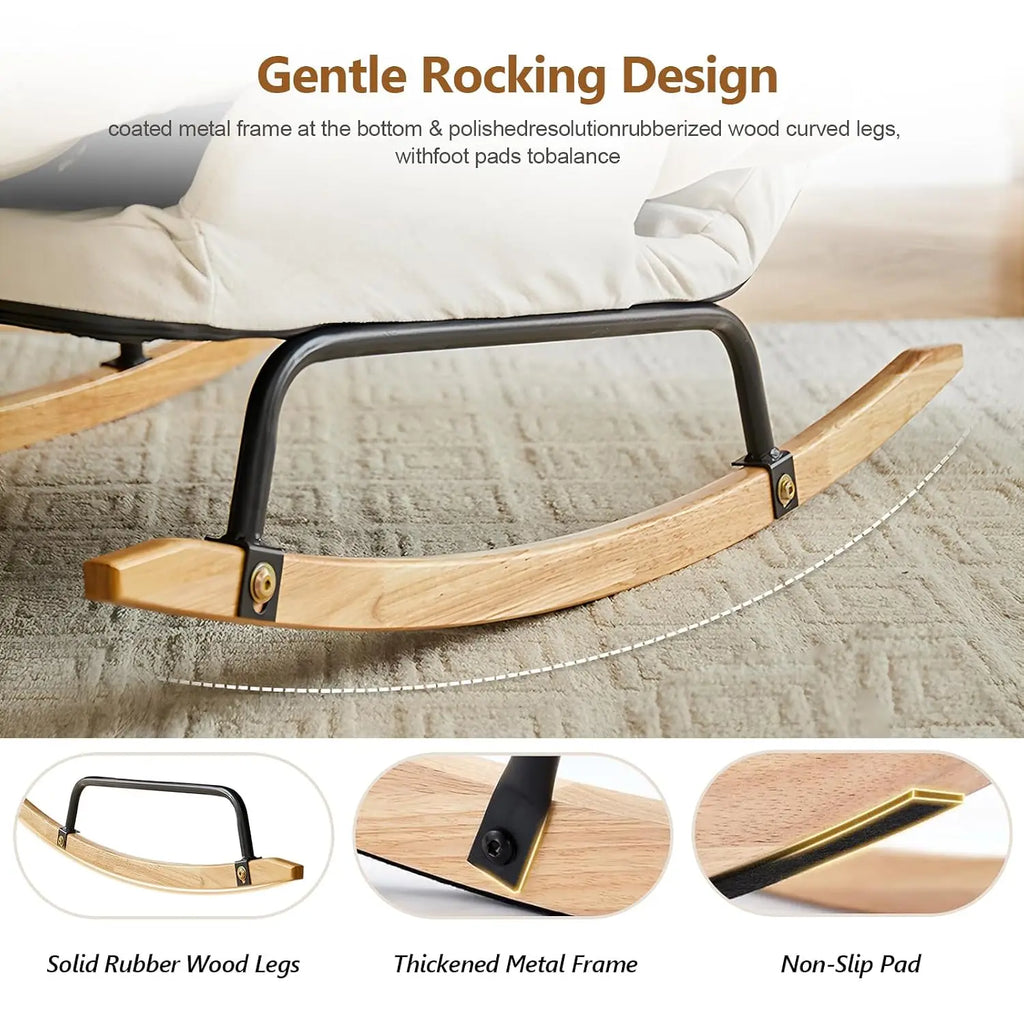 High Backrest Rocking Chair, Extra Wide Upholstered Glider Rocker Accent Chair for Living Room Bedroom, Customized