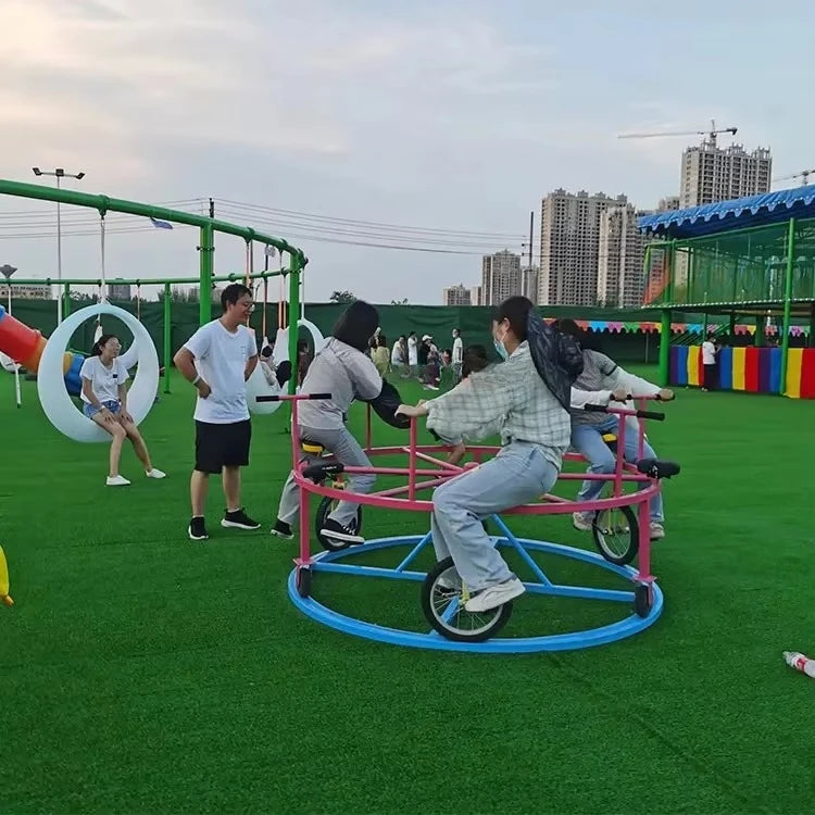 Rotating bicycle riding amusement park 6 seats Cycling without power