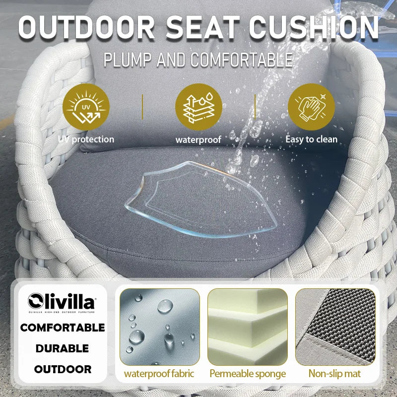 Creative Rope Weaving Lazy Sofa Villa Courtyard Leisure Outdoor Furniture Combination Homestay Open-air Aluminum Alloy Sofa Set