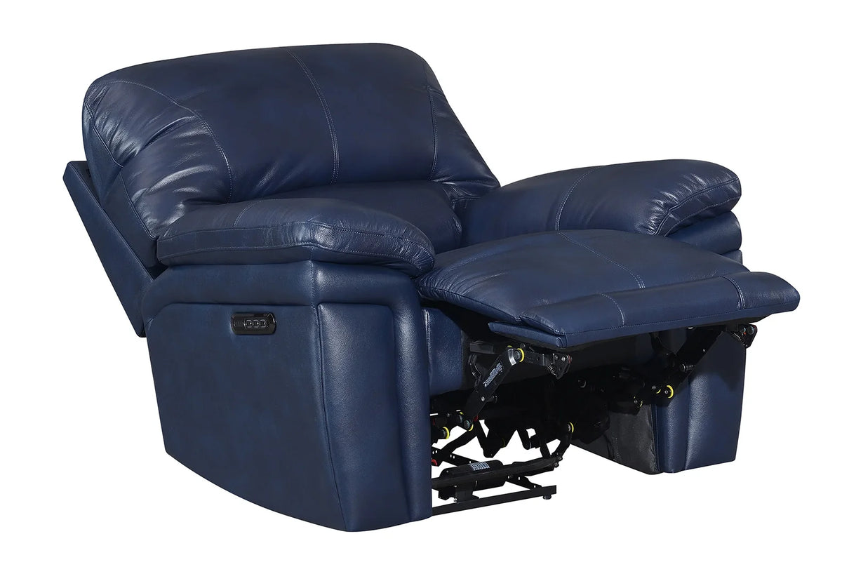 #Luxury Comfort Blue Grey Genuine Leather Extendable Power Reclining Living Room Sofa Set Furniture Modern Workshop