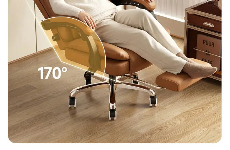 Ergonomic Leather Office Chair with High Backrest Recline Lumbar Support Executive Desk Chair Gaming Ready Comfort Furniture