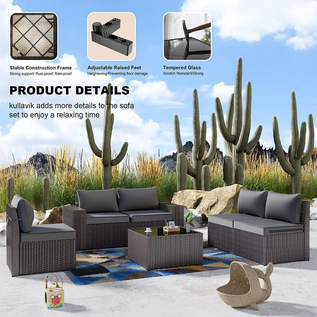 12 Piece Outdoor Wicker Sectional Sofa Set, Patio Garden Furniture, PE Rattan, Customized