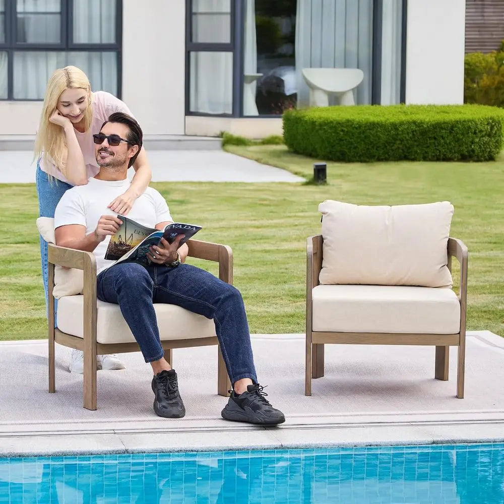 Outdoor urniture Set, 2Pcs Patio Armchairs, Metal ern Outside urniture with 6'' Thick Cushions, Outdoor Contion Set Balcony Chai