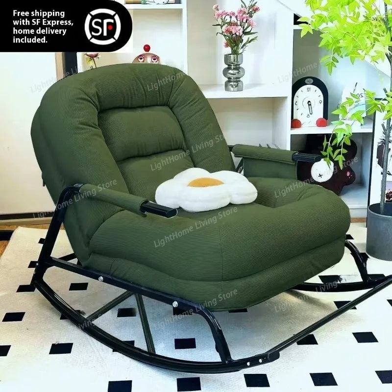 Lazy Rocking Chair Recliner Sofa Single Seat Comfortable Lounger Balcony Living Room Bedroom Home Leisure Seat