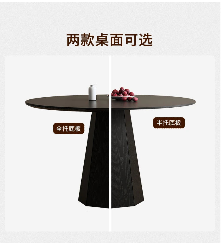 N44 Slate round table home small apartment modern simple dining room dining table solid wood designer high-end feeling