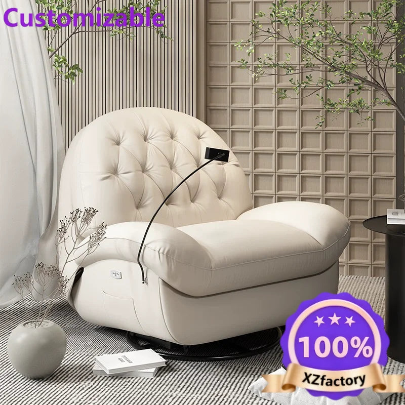 Customizable Single Recliner Chair Leather Recliner Manual or Electric Adjustment Rocking and Swivel Large Seating