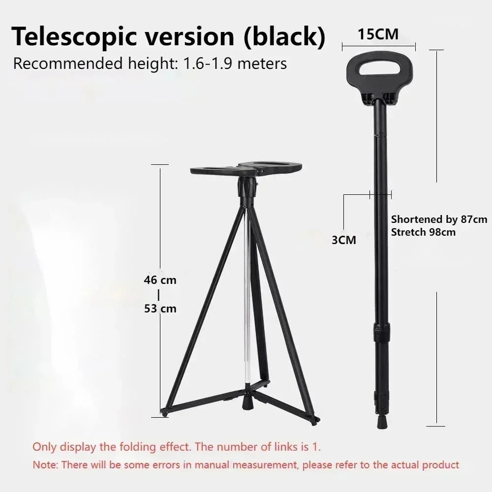 2024 New Multi Functional Mountaineering Cane Outdoor Folding Aluminum Alloy Cane Mobile Power Bank