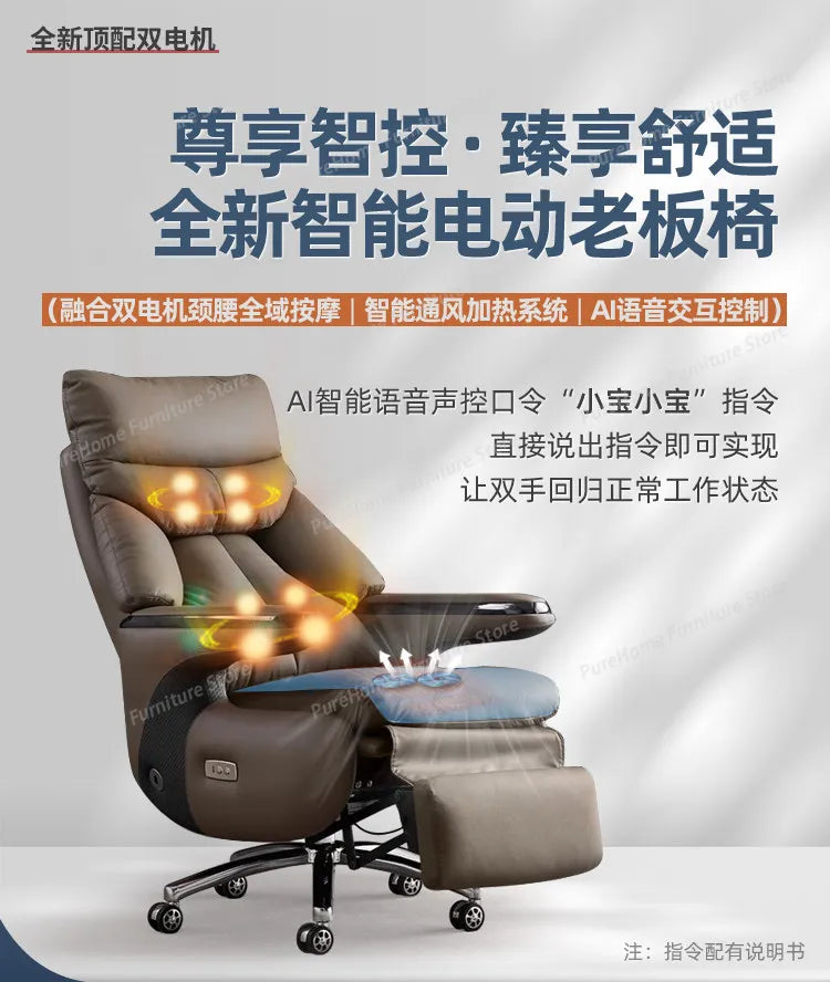Smart Electric Executive Office Chair with Ventilation - Reclining Massage CEO Chair for Home Professional Use Furniture