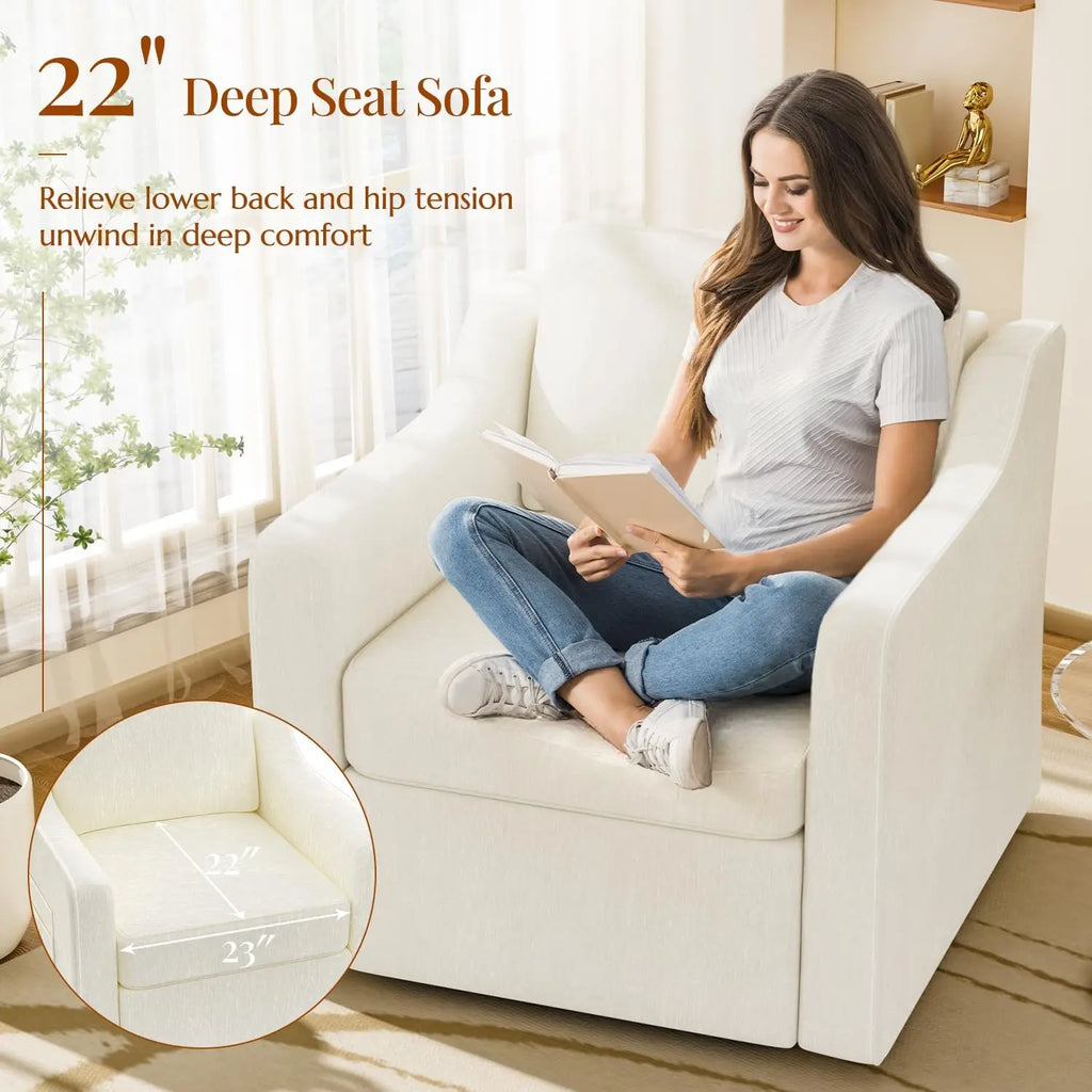 360° Swivel Accent Chair Set of 2, Large Comfy Reading Chairs, Accent Square Single-seat Armchair Upholstered Sofa