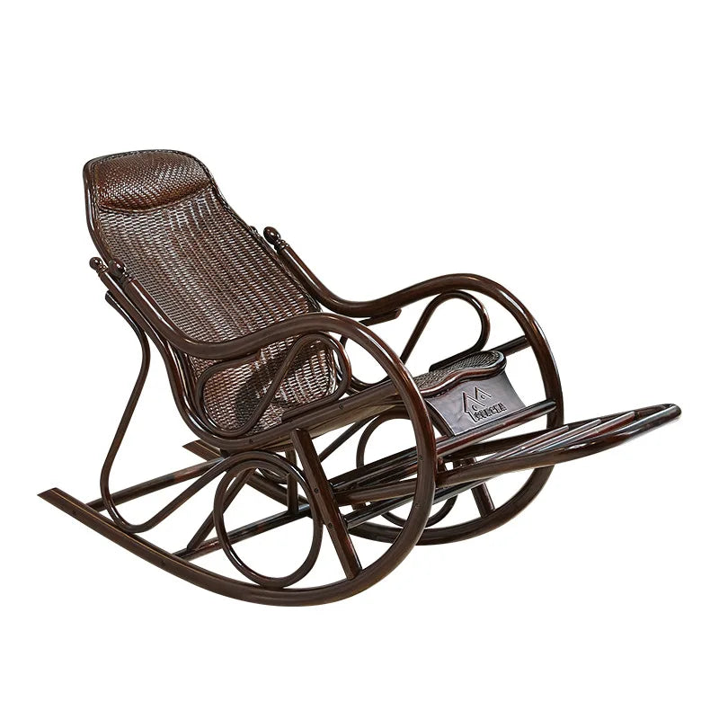 natural real rattan happy elderly solid wood rocking balcony household rattan rocking chair rattan