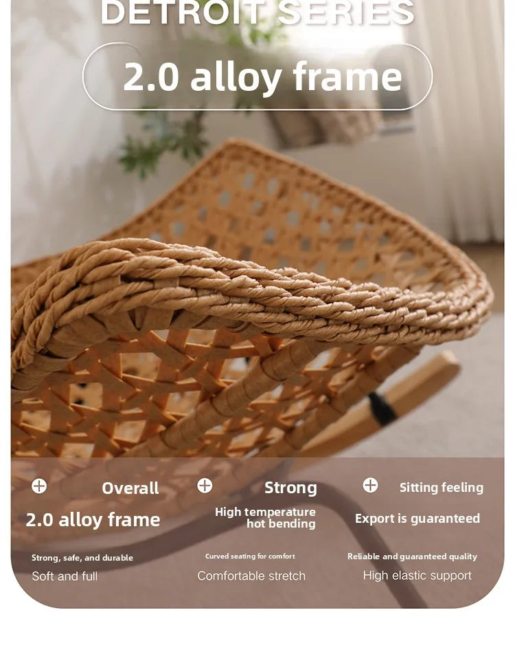 Rattan Rocking Chair for Sleeping Single Recliner Lounge Chair for Living Room Patio Outdoor Relaxing Seat Natural Wicker Rocker