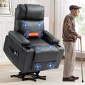 Power Lift Recliner Chair for Elderly with Massage & Heat, 160° Adjustable PU Leather Electric Recliner with Remote, Cup Holders