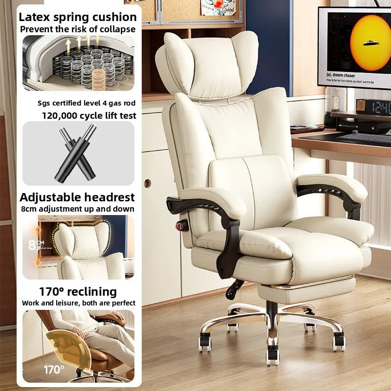 Ergonomic Leather Office Chair with High Backrest Recline Lumbar Support Executive Desk Chair Gaming Ready Comfort Furniture