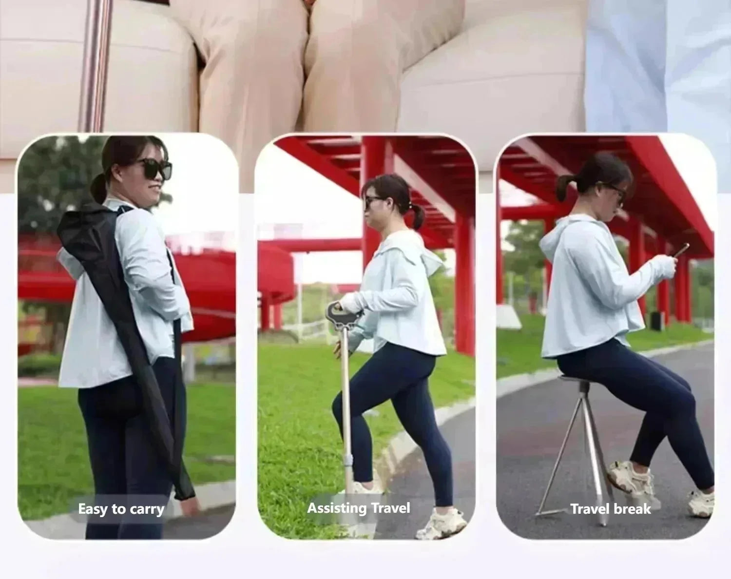 Multifunctional Walking Aid Stool/cane Chair Non-slip Folding Portable Lightweight Walking Aid Four-legged Cane For Sitting