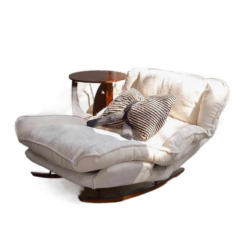 Adjustable Folding Lazy Recliner Chair, Chenille Upholstered Single Sofa for Living Room Bedroom Balcony