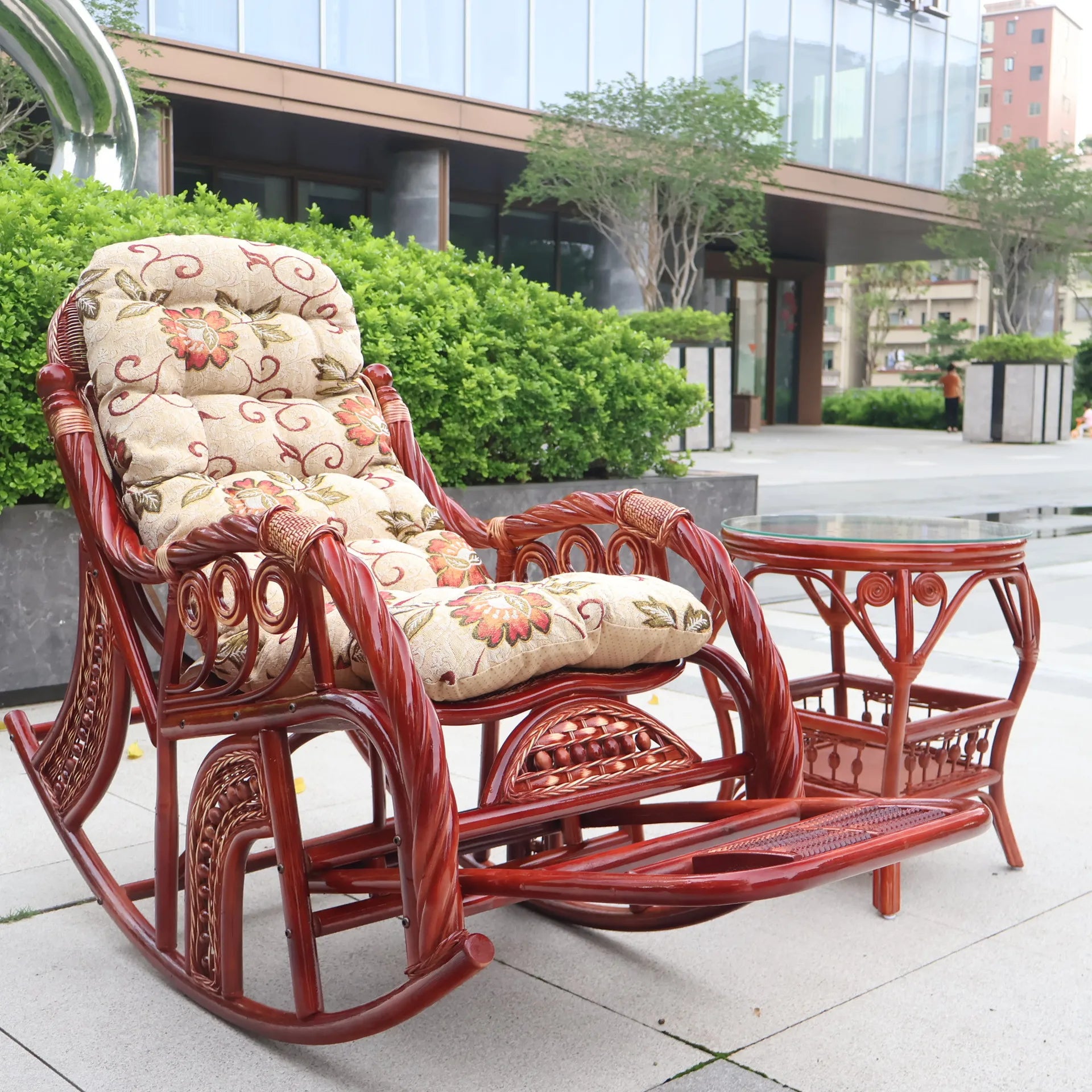 Balcony Siesta Elderly Natural Rattan Chair Rocking Chair Leisure Easy Chair Household