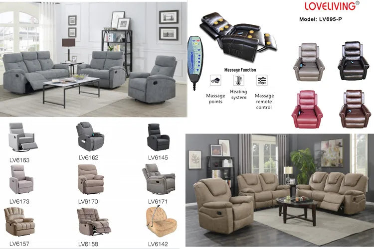 Smart Power Recliner Rocking Chair With LED Strap Swivel Glider Gaming Recliner Gaming Couch Sofa Chair Supplier For Office
