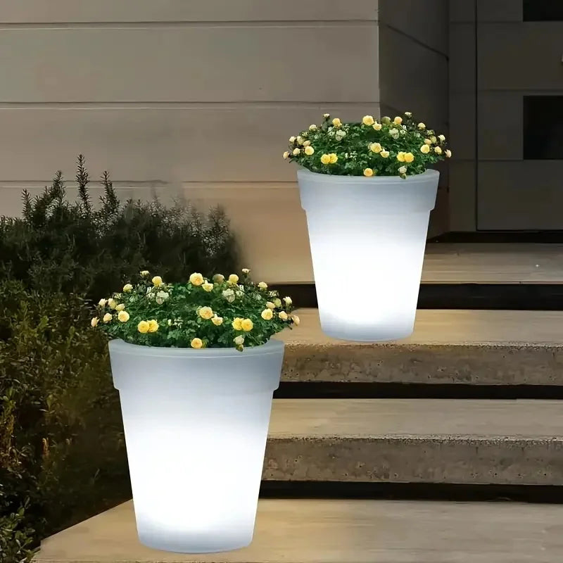 Outdoor Solar LED Flower Pot Light Glowing Planter Pot Light Light Up Plant Pot Artificial Bucket for Flowerpot Light Vase Decor
