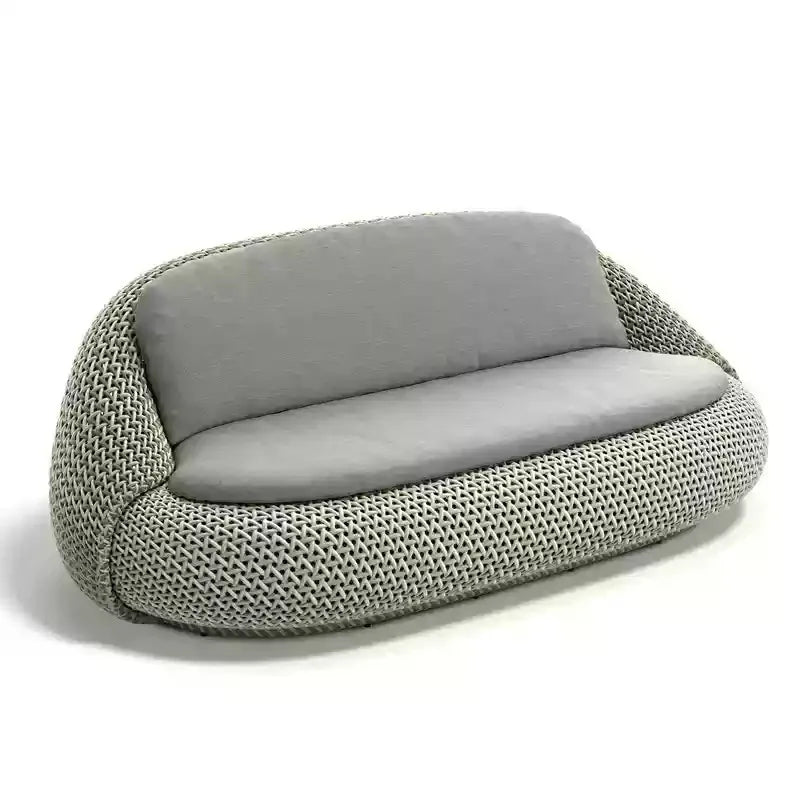 Weather-Resistant PE Wicker Sofa Set - Outdoor Rattan Patio Furniture with Coffee Table Ottoman, Deep Gray Cushions