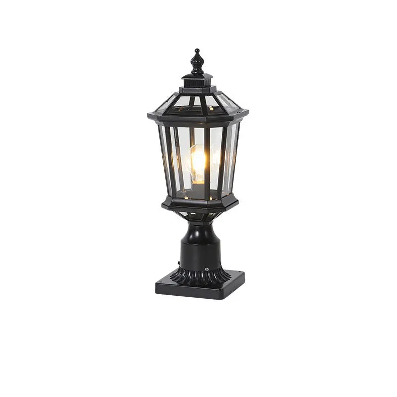 Waterproof Gold Garden Landscape Column Light Outdoor Door Post Porch Light with Glass for Villa Decor