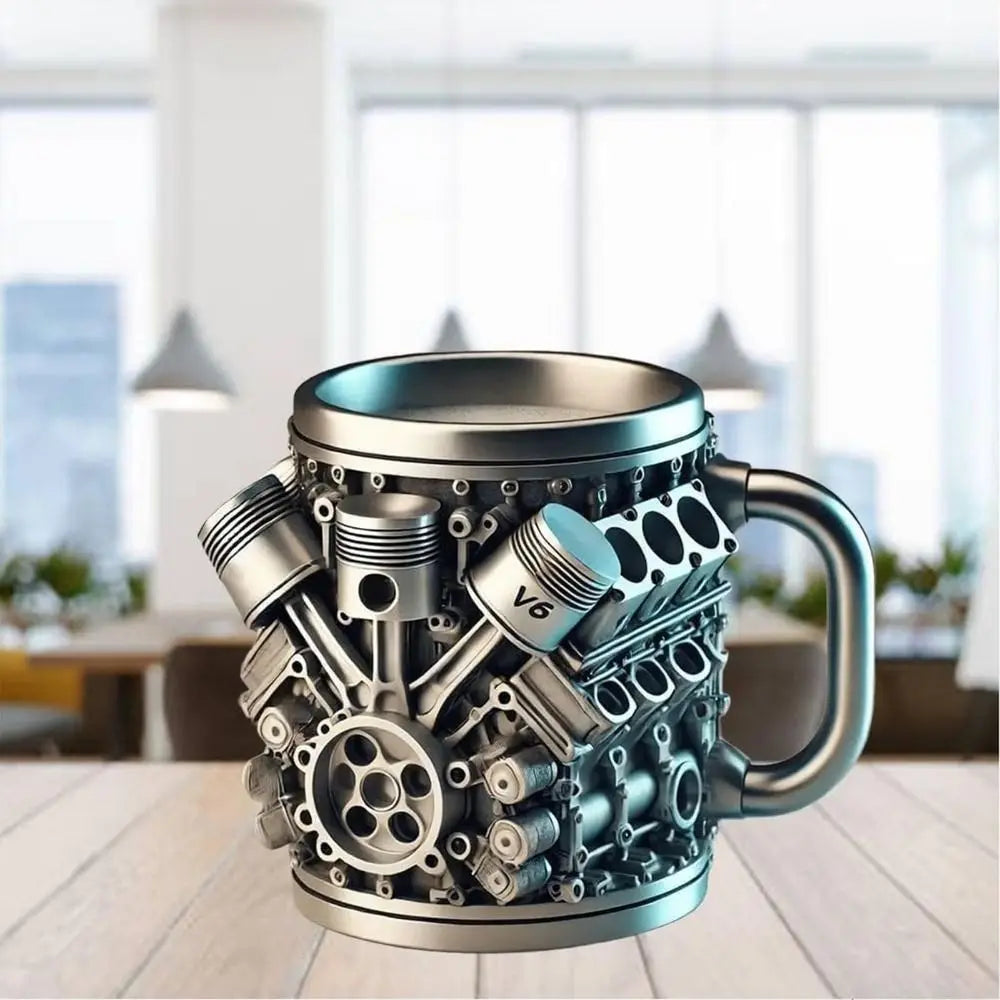V8/V6 Engine Stainless Steel Cup 3D Piston Coffee Mug Barbecue Beer Stein Tea Cups Creative Mechanic Gifts For Car Lovers Men