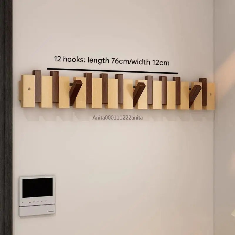 Solid Wood Door Back Coat Hooks Entrance Rack No Drilling Wall Mounted Clothes Hanger for Home Decor