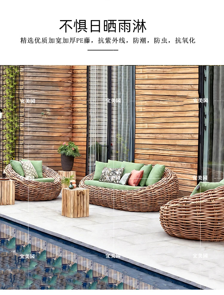 Outdoor Wicker Sofa Set for Courtyard Garden Model Home Outdoor Open-Air Waterproof Sunproof Leisure Furniture Set
