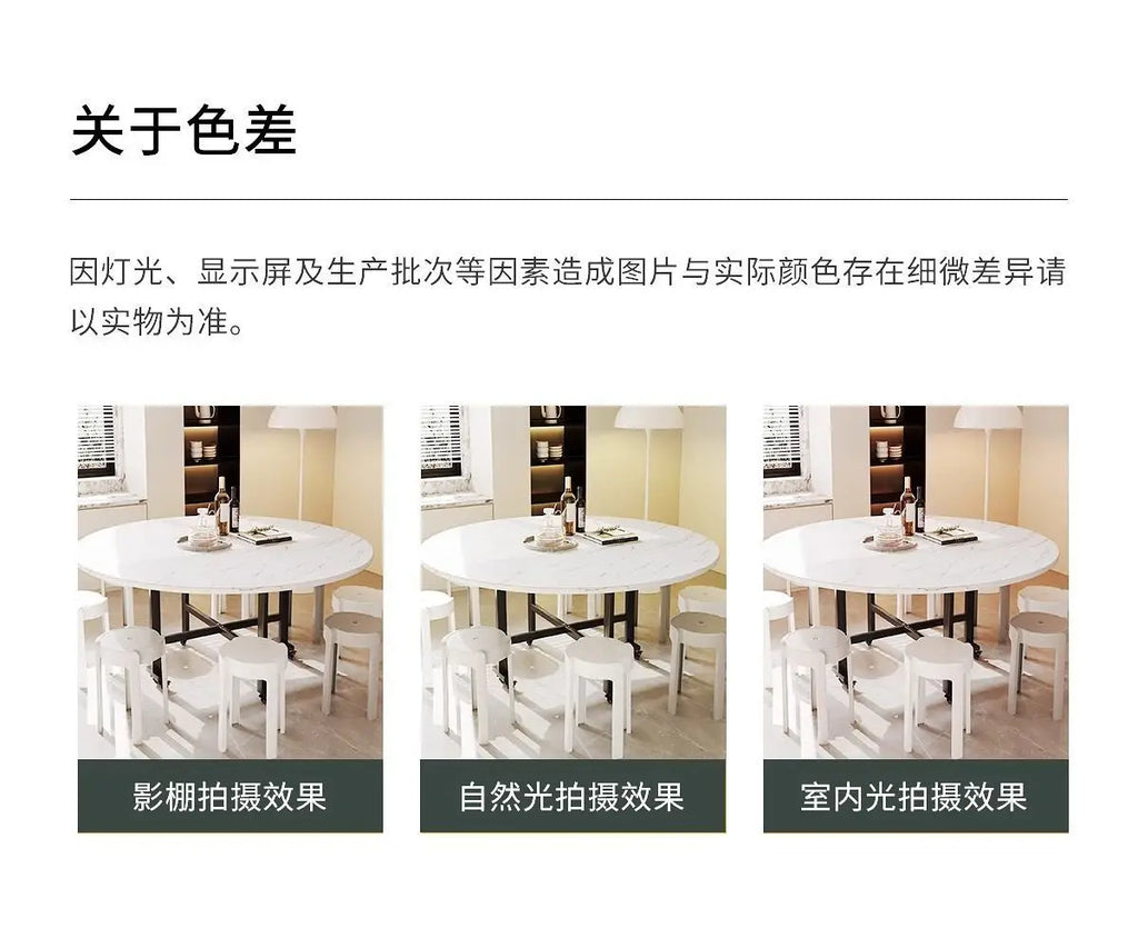 Folding telescopic dining table, living room folding large roundtable, multi-functional 20-person household diningtable, foldi
