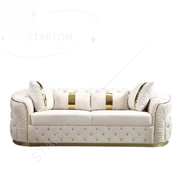 American Luxury Fabric Living Room Home Sofa Villa Decoration Design Simple Luxury Straight Row Sofa