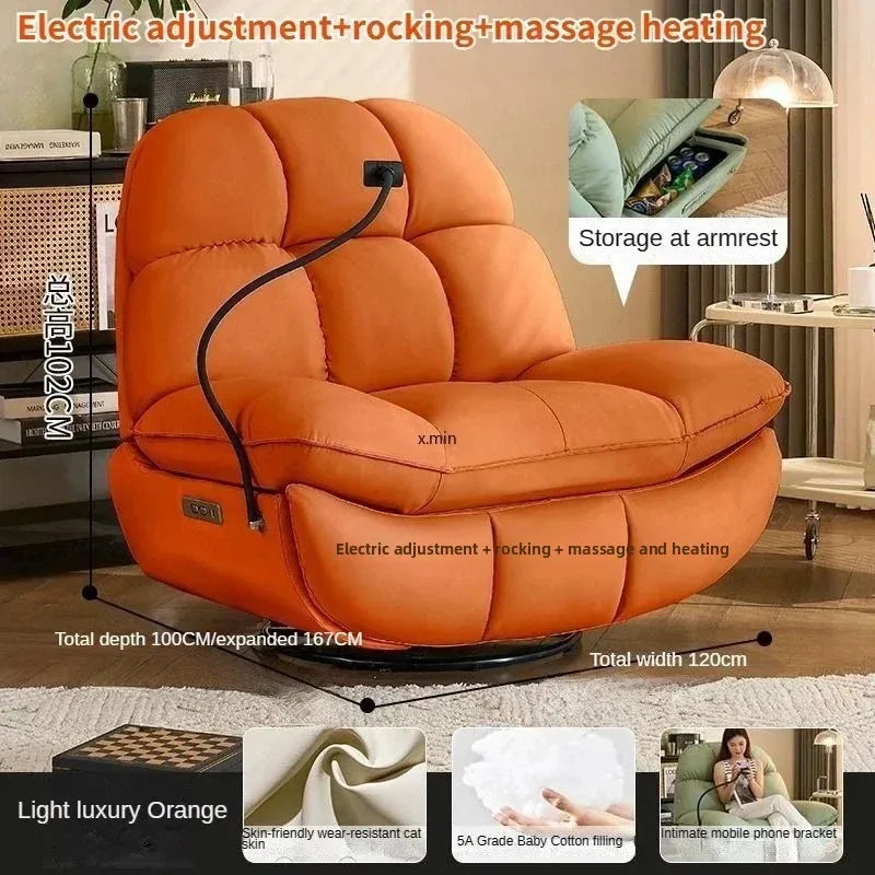 Smart Electric Lazy Sofa Recliner Single Leisure Chair with Sleep Function for Modern Living Room Lounge  Leather Sectional Sofa