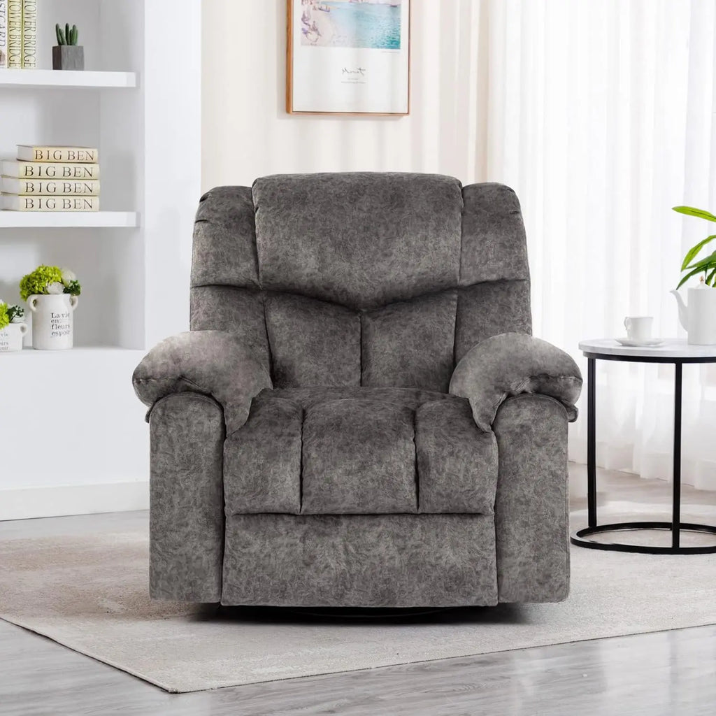 Recliner Chair with Swivel Glider Base for Living Room, Overstuffed Rocker Recliner with Foldable Armrest & Hidden, Customized