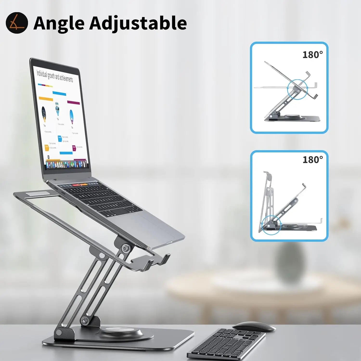 Foldable Portable Adjustable Computer Stand with 360° Rotating Base Ergonomic Laptop Riser  Laptop Stand for Desk