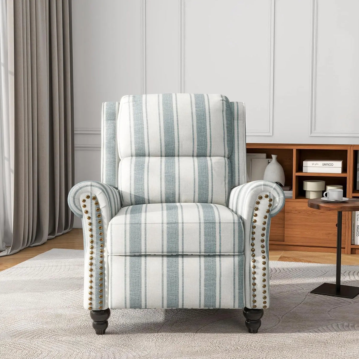 (Local US Inventory)Green Fabric Overstuffed Pushback Recliner Chair for Living Room Comfort Local US Inven