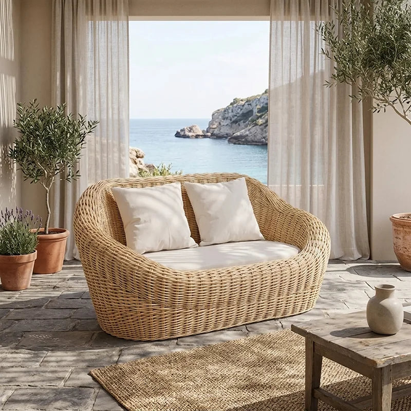 Modern Rattan Lazy Garden Sofa Chair Set Outdoor Patio Balcony Terrace Furniture Wicker Tatami Leisure Coffee Table Indoor