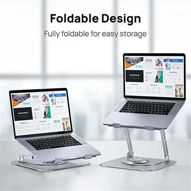 Ultra Slim 360 Swivel Aluminum Alloy Laptop Holder Foldable Portable Compact Notebook Computer Riser For Office Desk