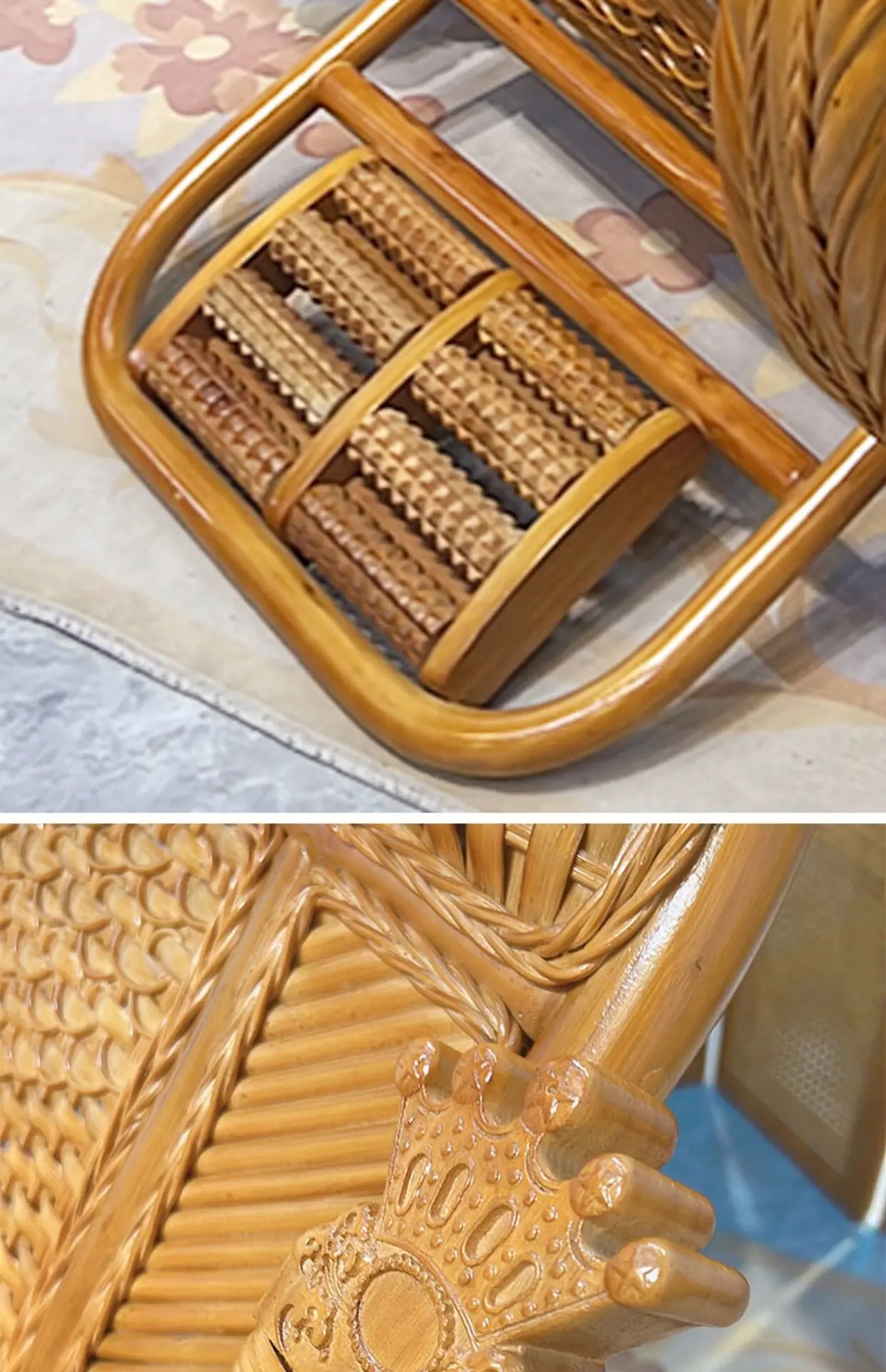 Rattan Chair Casual Rocking Chair Natural Real Rattan Recliner Balcony Rocking Chair Adult