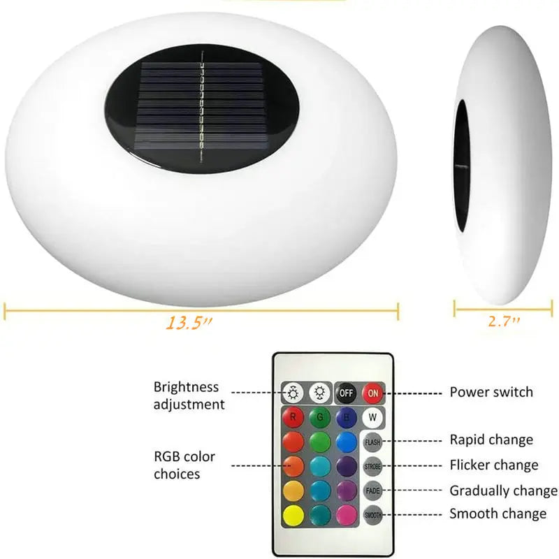 Solar Floating Pool Lights Swimming Pool Light Remote controlled 16 Colors Changing Waterproof Lawn Patio Decoration- Multicolor