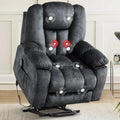 Oversized Recliner with Massage, Heat, USB Port, and Safety Mechanism for Elderly, Gray