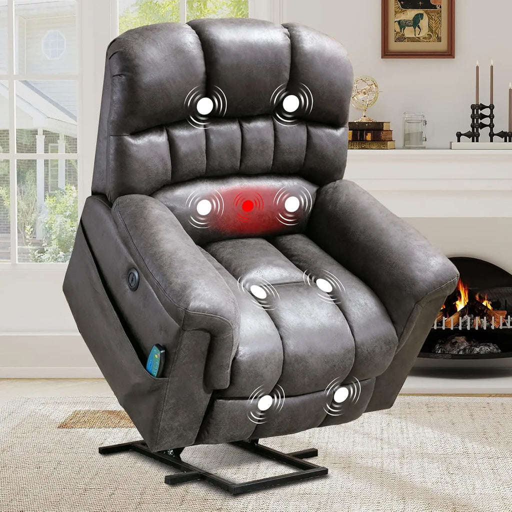 Massage Recliner Chair, Overstuffed Rocker Lazy Boy Chairs with Vibration&Gently Heat,Fabric Ergonomic Manual Nursery, Custom