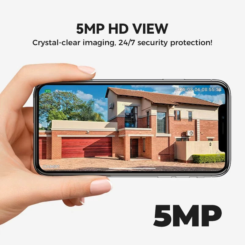 6000mAh Battery Security Camera with 3W Solar Panel, 4MP HD, Two-Way Audio, Dual-Light Night Vision, TF/Cloud Storage