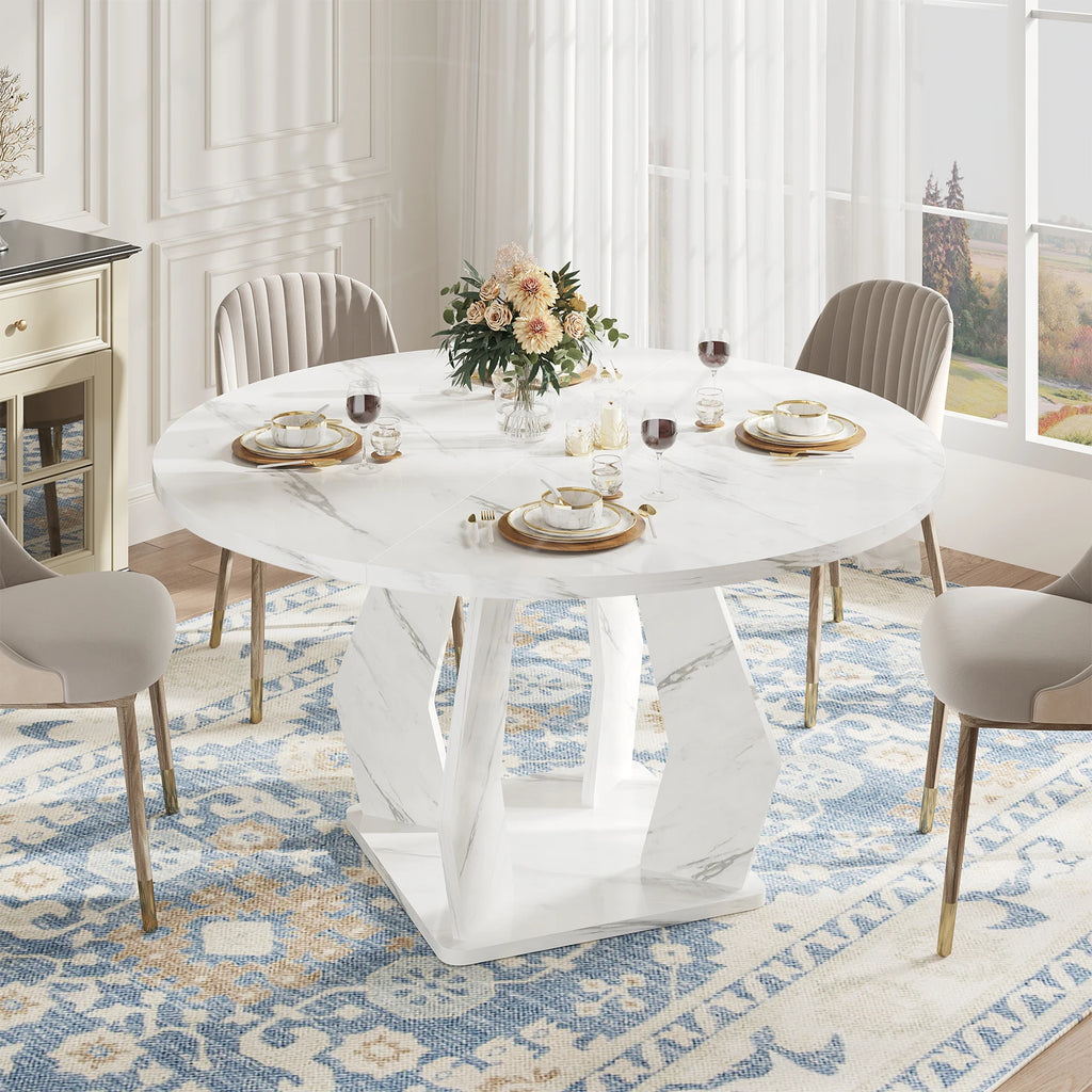 Factory Wholesale Custom Luxury Modern Taupe Wooden Dining Table Large Round Dining Room Table for Kitchen 4-6 Seater