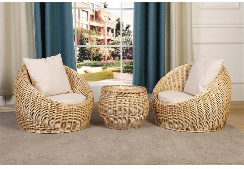 Modern Rattan Lazy Garden Sofa Chair Set Outdoor Patio Balcony Terrace Furniture Wicker Tatami Leisure Coffee Table Indoor