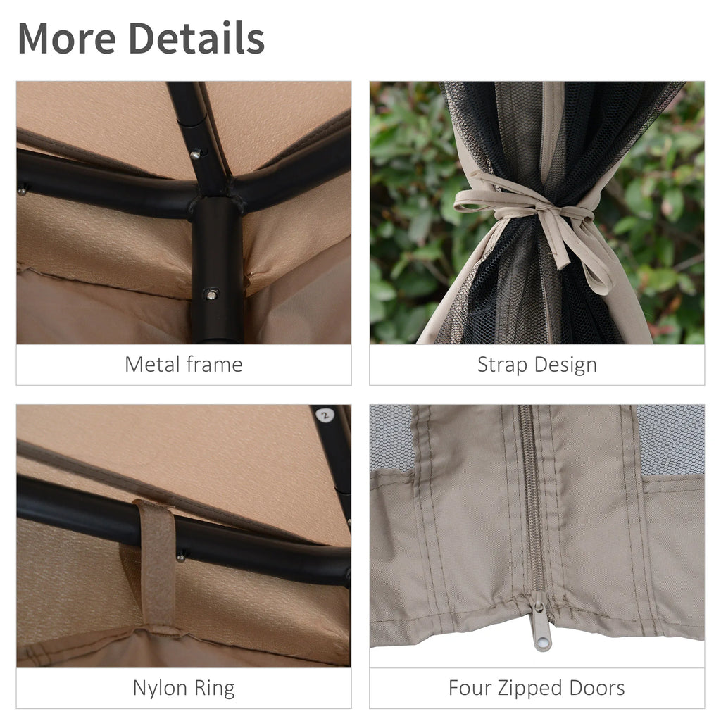9.6' X 9.6' Outdoor Patio Gazebo Canopy Tent with Two-Tiered Roof, Taupe