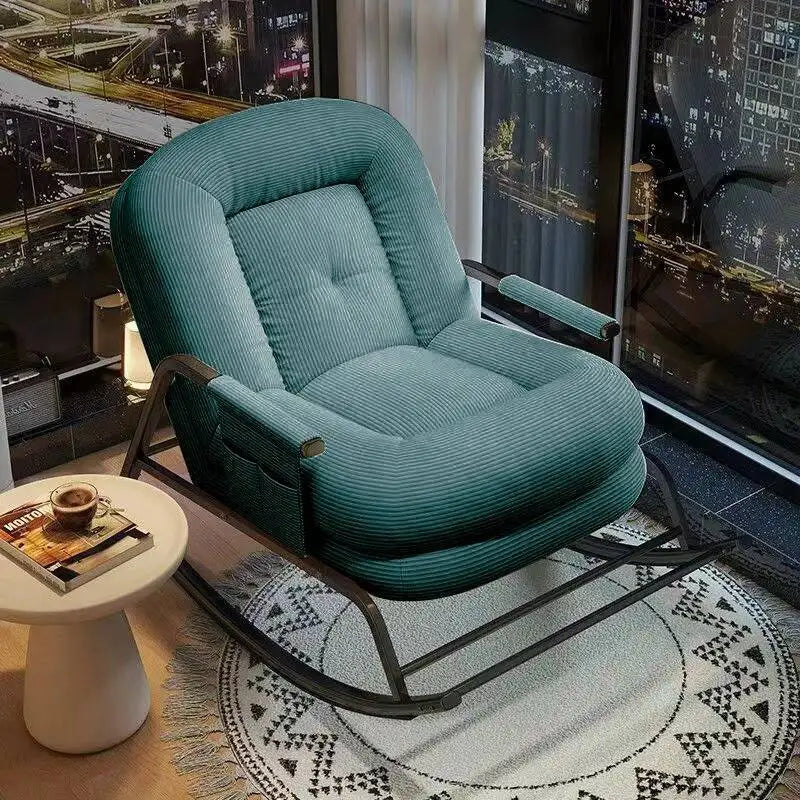Thickened Carbon Steel Living Room Chairs Nordic Simple Recliner Rocking Chairs Comfy Luxury Woonkamer Stoelen Home Furniture